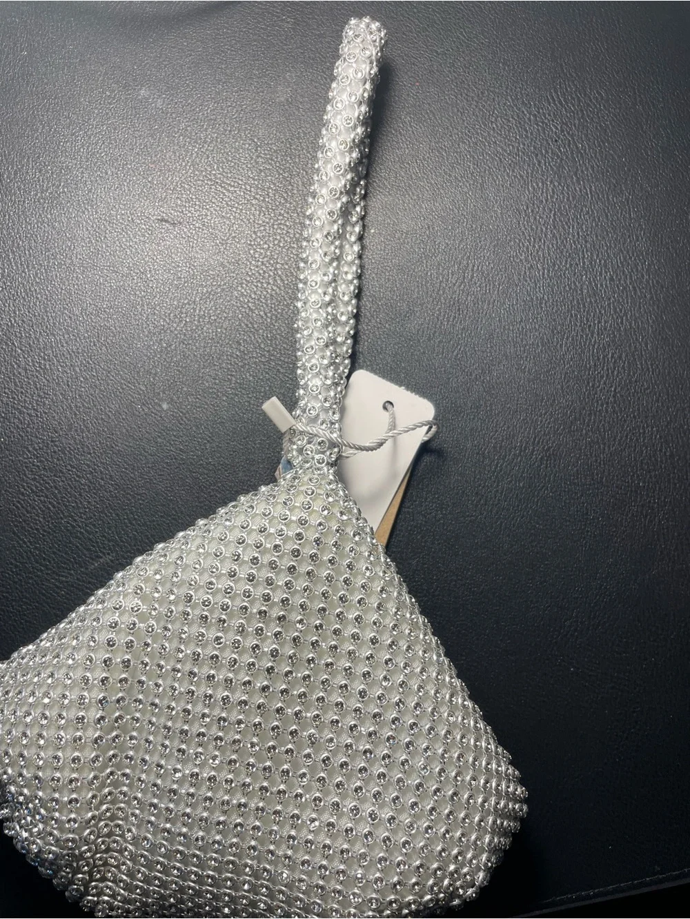 Silver Rhinestone Wristlet Bag - Elegant Evening Clutch